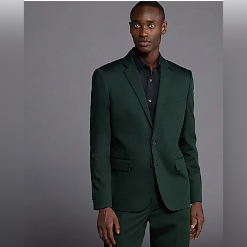 Express Men's Dark Green Two-Button Blazer